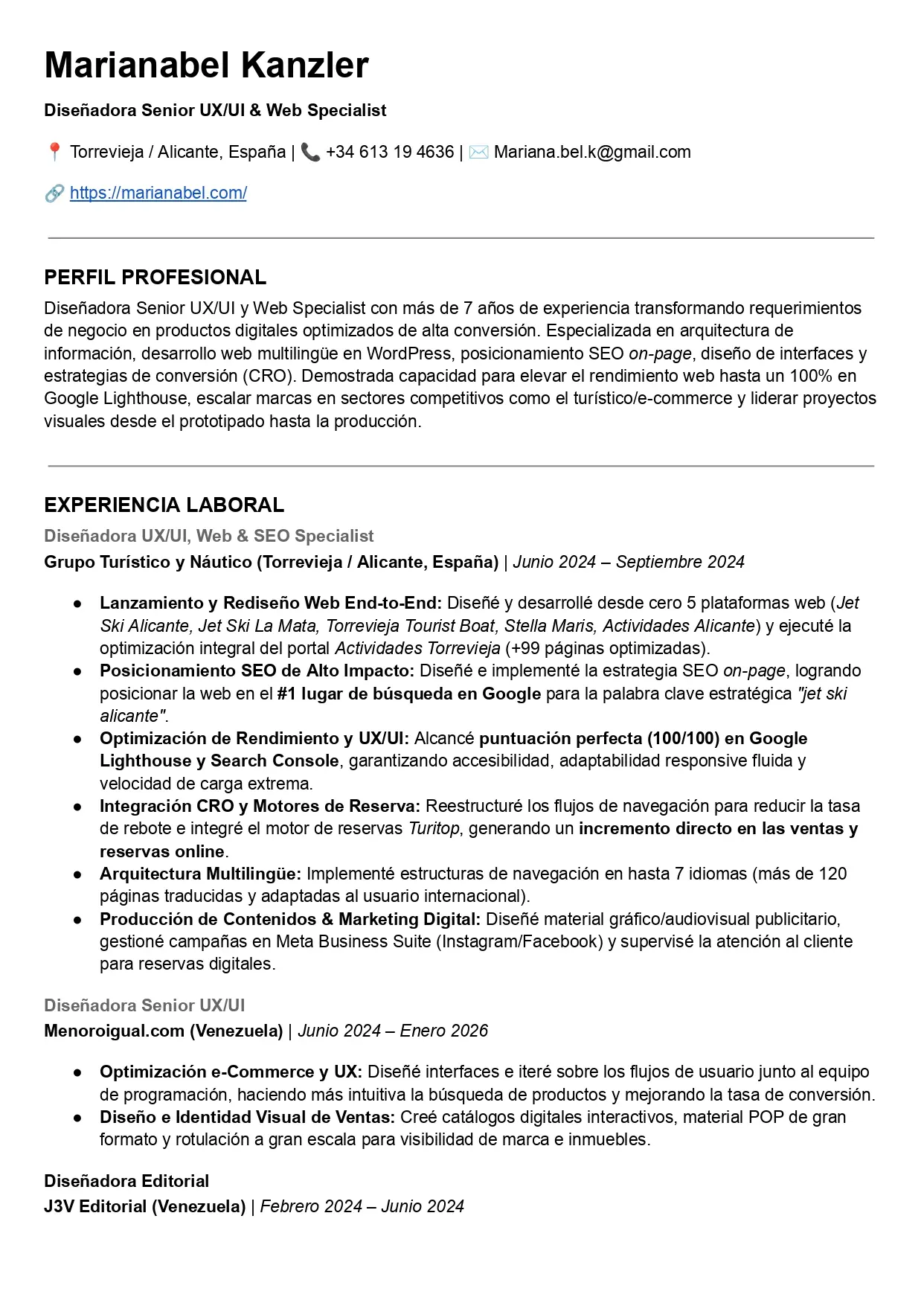 CV Marianabel Kanzler - Página 1