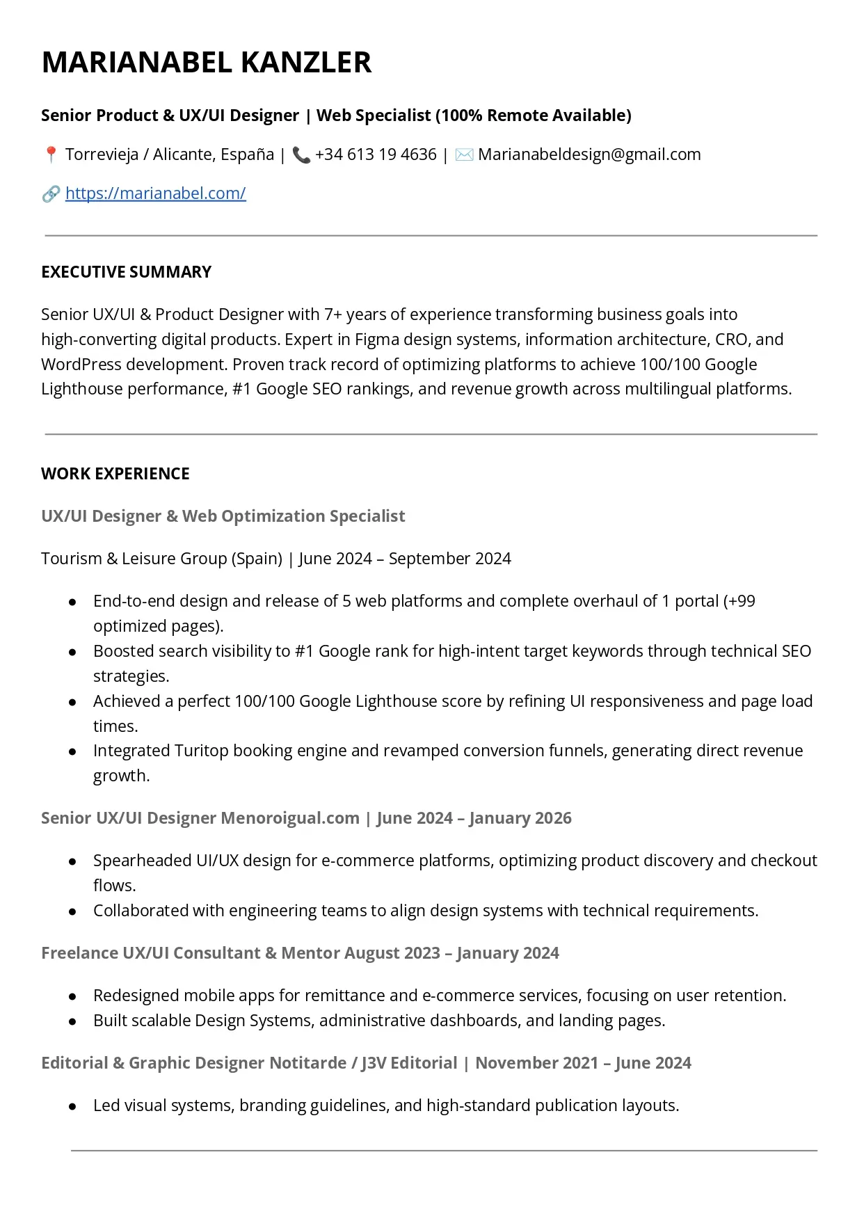 CV Marianabel Kanzler - Page 1