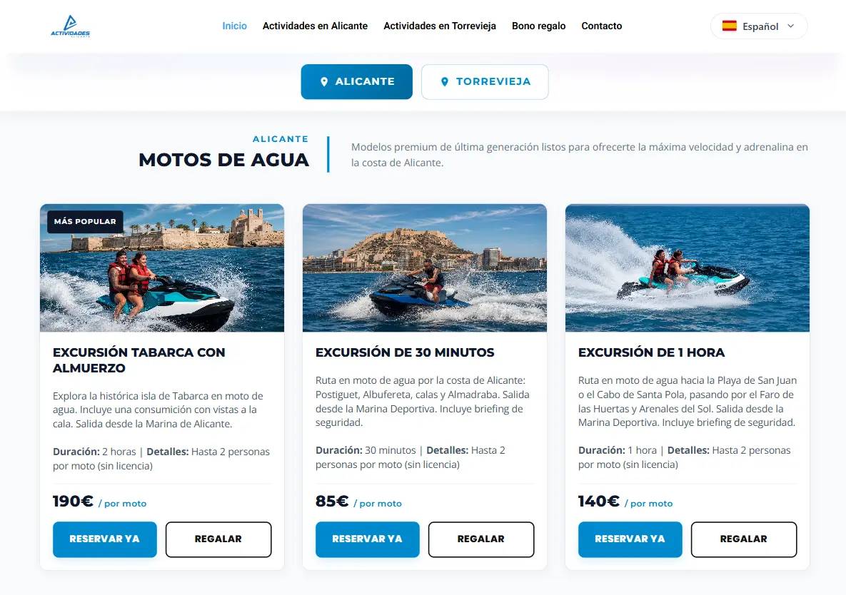 Productos y Reservas Turitop Desktop