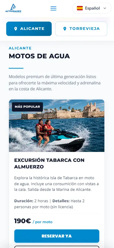 Productos y Reservas Turitop Mobile