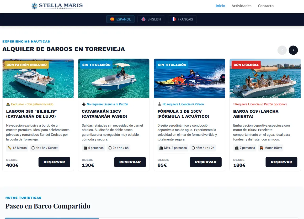 Visualización de productos en Desktop