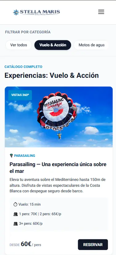 Experiencias Adicionales Móvil